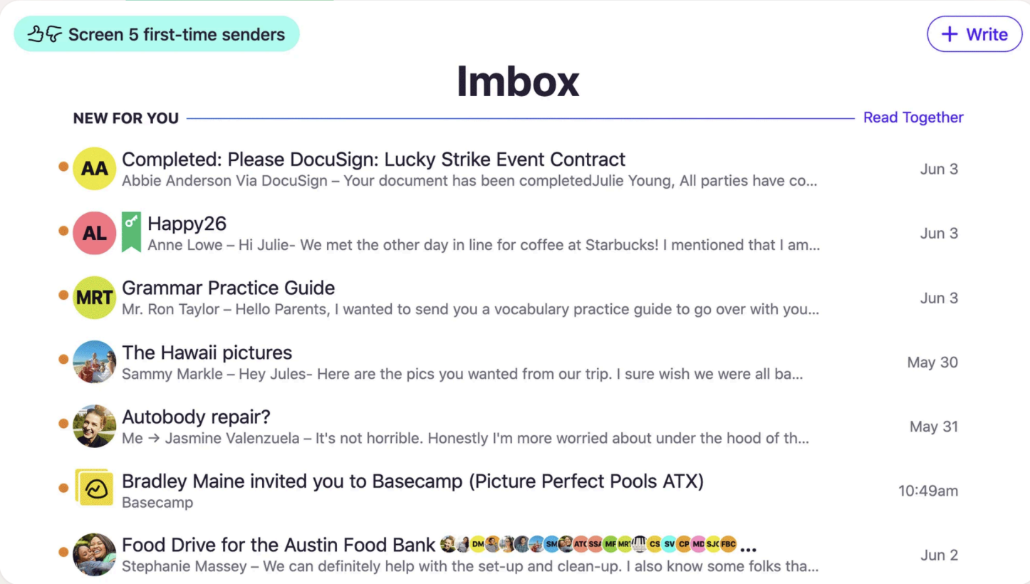 HEY Email 的产品界面与功能主张